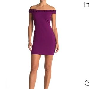 Scuba Crepe Ruffle Neck Mini Dress